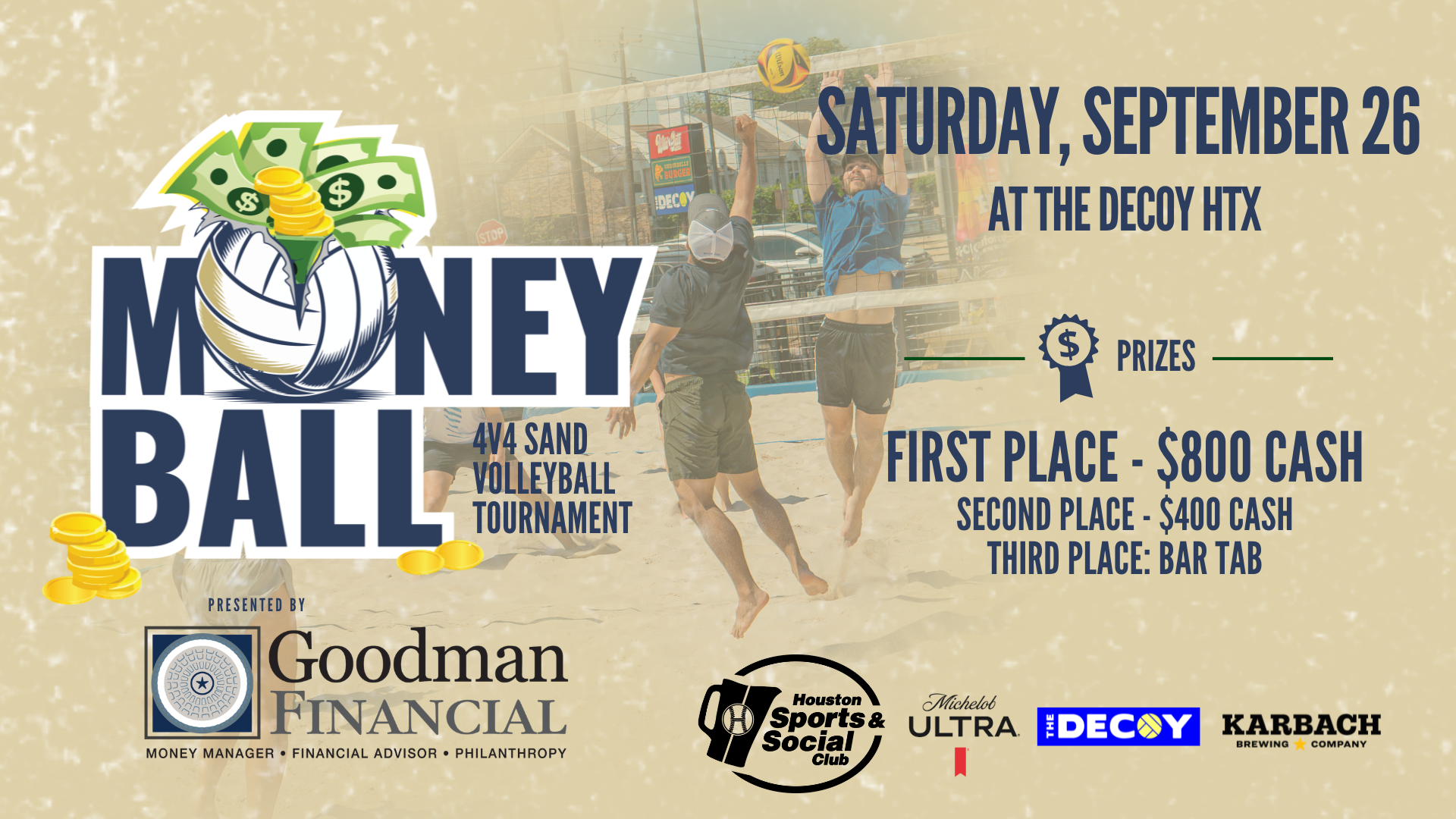 Money Ball Sand Volleyball tournament at the decoy